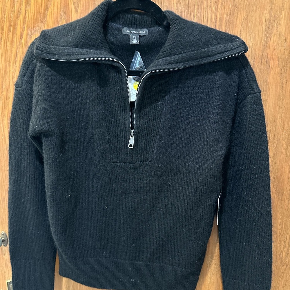Saks Fifth Avenue Women’s Black Zip-Up Sweater